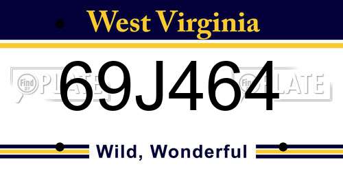 69J464 West Virginia License Plate