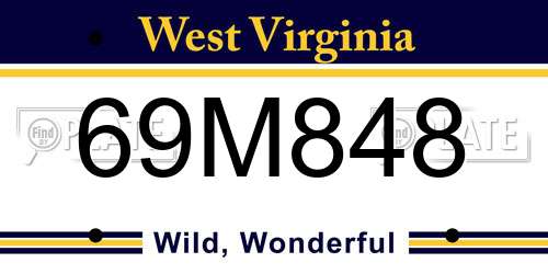 69M848 West Virginia License Plate