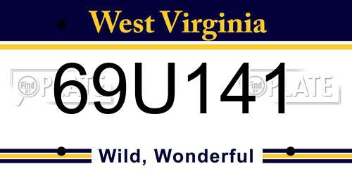 69U141 West Virginia License Plate
