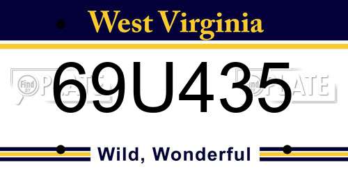 69U435 West Virginia License Plate