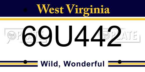 69U442 West Virginia License Plate