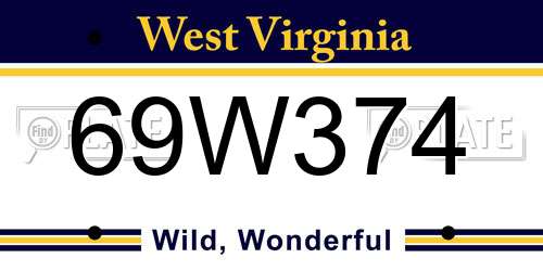69W374 West Virginia License Plate