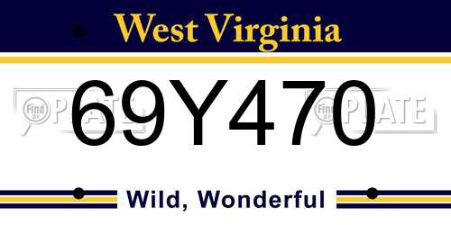 69Y470 West Virginia License Plate