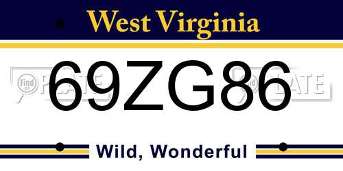 69ZG86 West Virginia License Plate