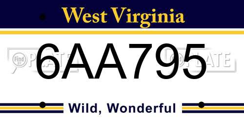 6AA795 West Virginia License Plate