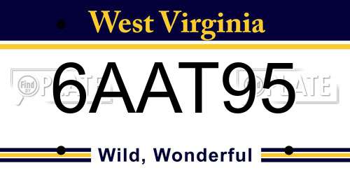 6AAT95 West Virginia License Plate