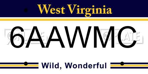 6AAWMC West Virginia License Plate