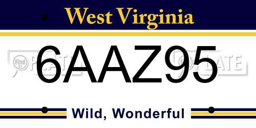 6AAZ95 West Virginia License Plate