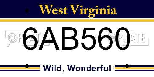 6AB560 West Virginia License Plate