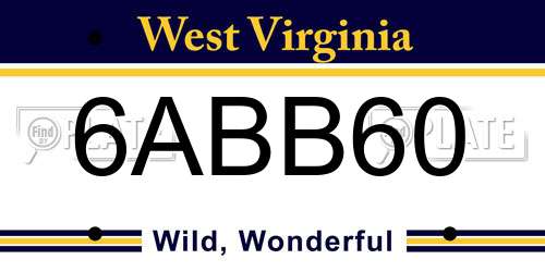 6ABB60 West Virginia License Plate