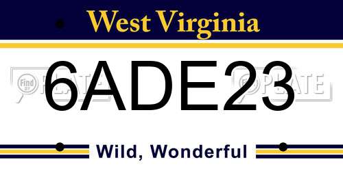 6ADE23 West Virginia License Plate