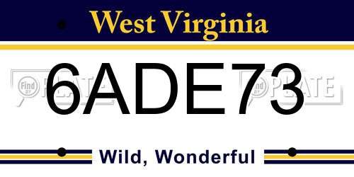 6ADE73 West Virginia License Plate