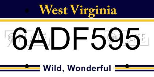 6ADF595 West Virginia License Plate