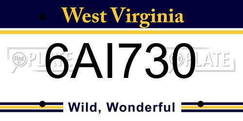 6AI730 West Virginia License Plate