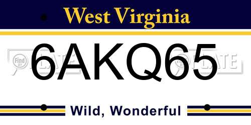 6AKQ65 West Virginia License Plate