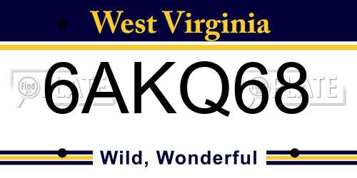 6AKQ68 West Virginia License Plate
