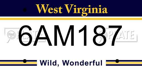 6AM187 West Virginia License Plate
