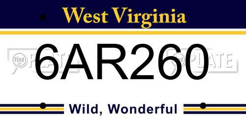 6AR260 West Virginia License Plate