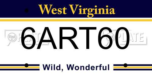 6ART60 West Virginia License Plate