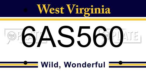 6AS560 West Virginia License Plate