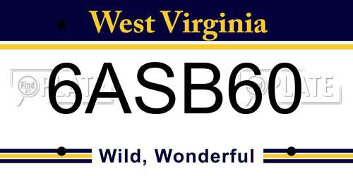 6ASB60 West Virginia License Plate