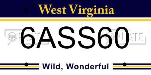 6ASS60 West Virginia License Plate