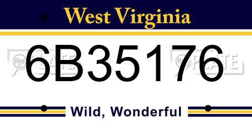 6B35176 West Virginia License Plate