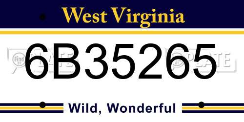 6B35265 West Virginia License Plate