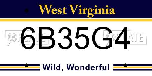 6B35G4 West Virginia License Plate