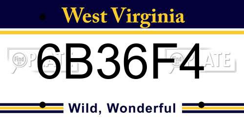 6B36F4 West Virginia License Plate