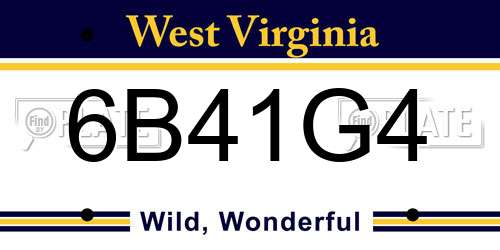 6B41G4 West Virginia License Plate