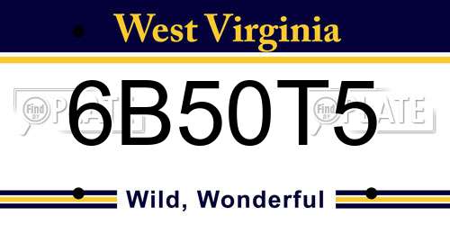 6B50T5 West Virginia License Plate