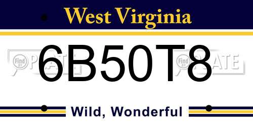 6B50T8 West Virginia License Plate