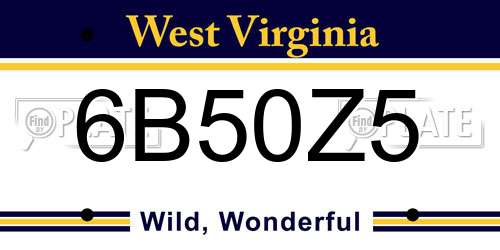 6B50Z5 West Virginia License Plate