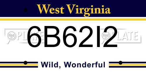 6B62I2 West Virginia License Plate