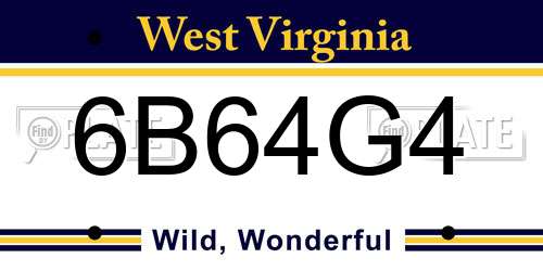 6B64G4 West Virginia License Plate