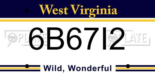 6B67I2 West Virginia License Plate