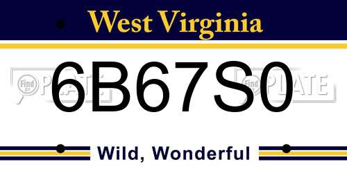 6B67S0 West Virginia License Plate