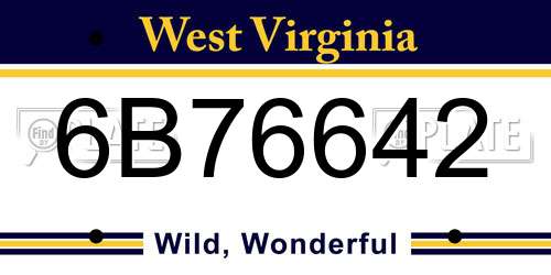 6B76642 West Virginia License Plate