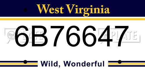 6B76647 West Virginia License Plate