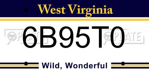 6B95T0 West Virginia License Plate