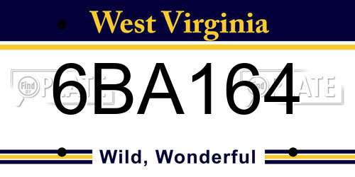6BA164 West Virginia License Plate