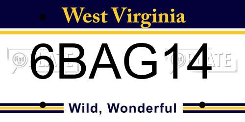 6BAG14 West Virginia License Plate