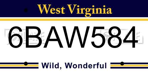 6BAW584 West Virginia License Plate