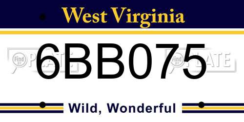 6BB075 West Virginia License Plate