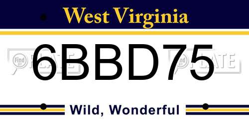 6BBD75 West Virginia License Plate