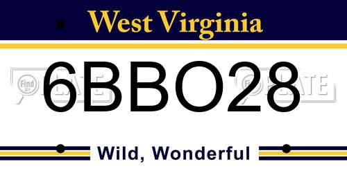 6BBO28 West Virginia License Plate