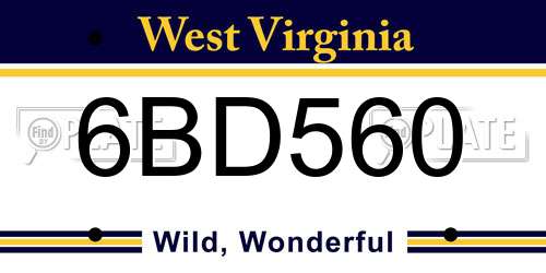 6BD560 West Virginia License Plate