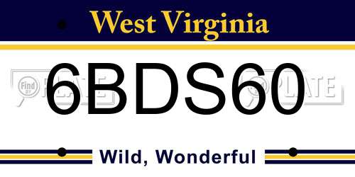 6BDS60 West Virginia License Plate