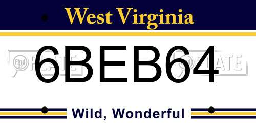 6BEB64 West Virginia License Plate